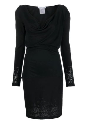 Christian Dior Pre-Owned 1990s floral-detailing hooded dress - Black