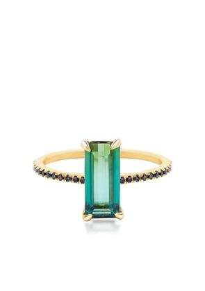 YI Collection 18K yellow gold tourmaline and black diamond ring