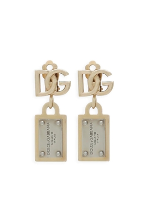 Dolce & Gabbana logo-lettering drop earrings - Gold