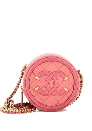 CHANEL Pre-Owned Filigree Round Clutch with Chain Quilted Caviar Mini crossbody bag - Pink