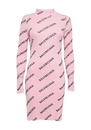Balenciaga Pre-Owned 2020s ribbed-knit logo-print dress - Pink