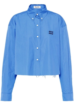 Miu Miu embroidered logo cropped shirt - Blue