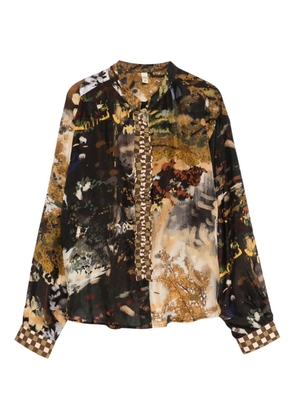 YAVI ruffled printed shirt - Brown