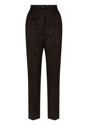 Dolce & Gabbana floral-jacquard tapered-leg trousers - Black
