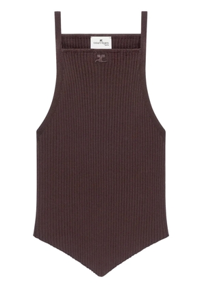 Courrèges Pointy rib-knit tank top - Brown