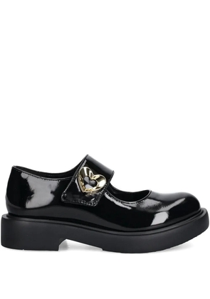 Love Moschino heart-buckle patent leather loafers - Black