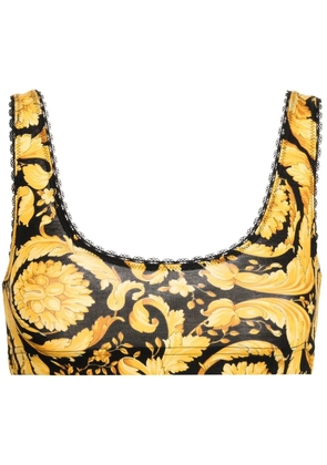 Versace Barocco-print cotton bra - Black