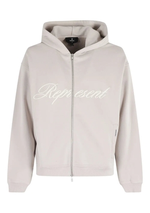 Represent Script Logo zip-up hoodie - Neutrals