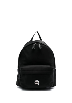 Karl Lagerfeld logo-patch faux-leather backpack - Black