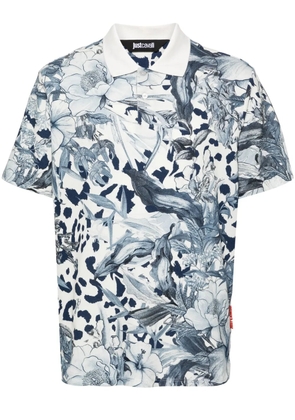 Just Cavalli floral-print cotton polo shirt - Blue