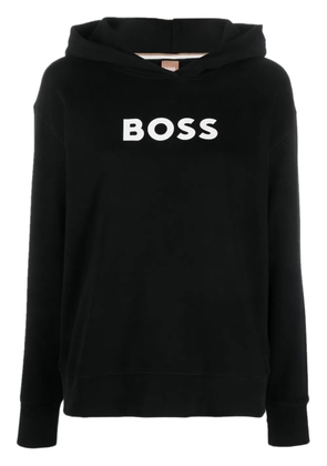 BOSS logo-print organic cotton hoodie - Black