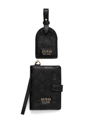 GUESS USA embossed-logo passport cover and luggage tag set - Black