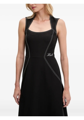 Karl Lagerfeld contrast-stitch sleeveless midi dress - Black