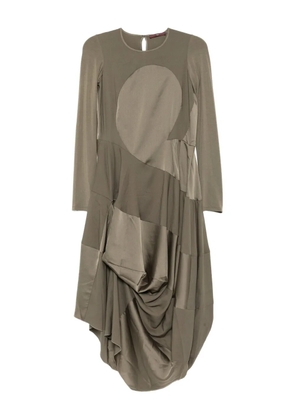 High placid gather hem dress - Green