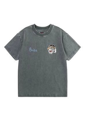 EVISU tiger embroidered T-shirt - Grey
