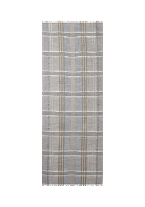 Peserico metallic-striped plaid scarf - Grey