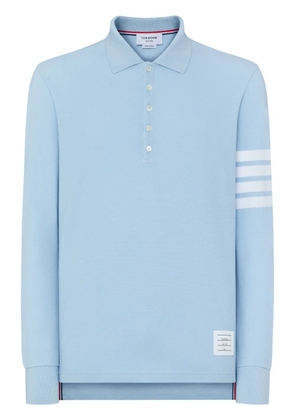Thom Browne three-stripe long-sleeved polo shirt - Blue