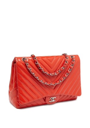 CHANEL Pre-Owned Chevron patent leather bag - Orange