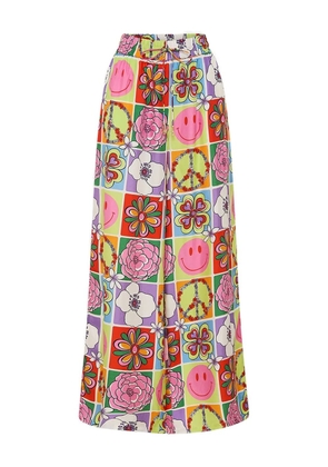 Camilla floral straight-leg trousers - Purple