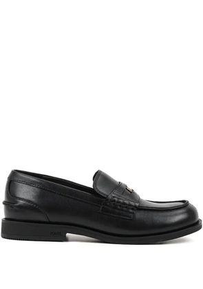 Karl Lagerfeld leather-plaque loafers - Black