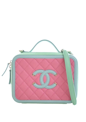 CHANEL Pre-Owned 2019 Medium Tricolor Caviar CC Filigree Vanity Case satchel - Pink