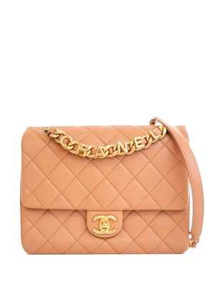 CHANEL Pre-Owned 2021-2025 Quilted Lambskin Logo Letters Chanel Touch Chain Flap crossbody bag - Brown