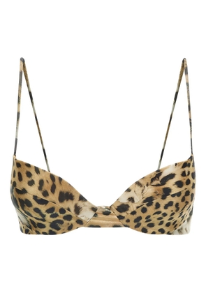 Roberto Cavalli leopard-print triangle bikini top - Brown
