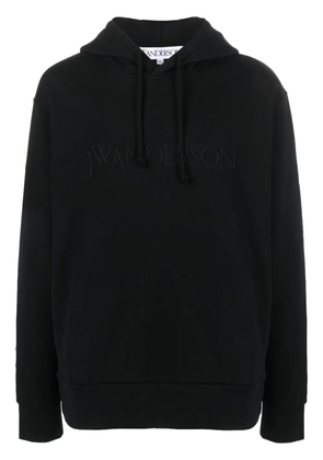 JW Anderson logo-embroidered cotton hoodie - Black