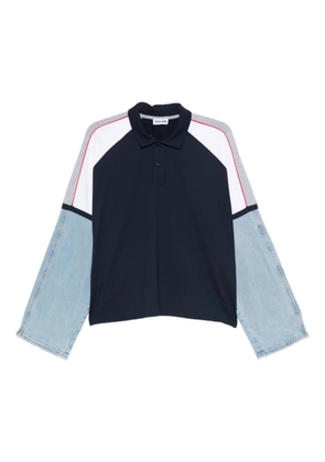 FAÇON JACMIN Top denim-panelled polo top - Blue