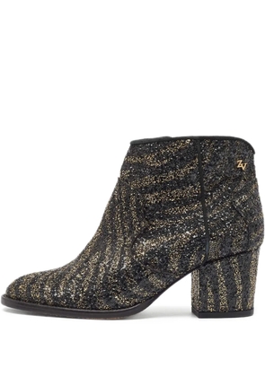 Zadig&Voltaire glitter-embellished block-heel ankle boots - Black