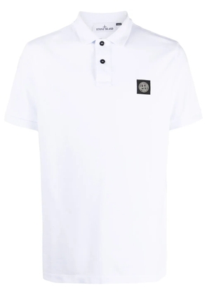 Stone Island Compass-patch piqué polo shirt - White