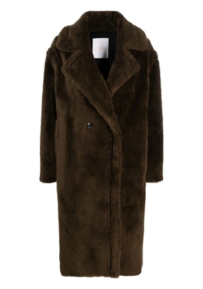 Yves Salomon plaid-check print single-breasted coat - Brown