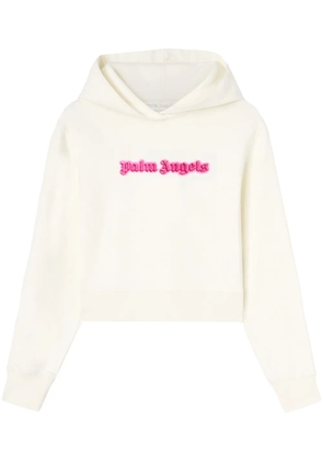 Palm Angels logo-print cotton hoodie - White