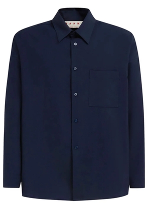 Marni logo-patch virgin-wool shirt - Blue