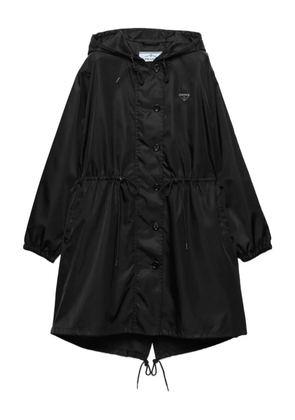Prada logo-plaque hooded parka - Black
