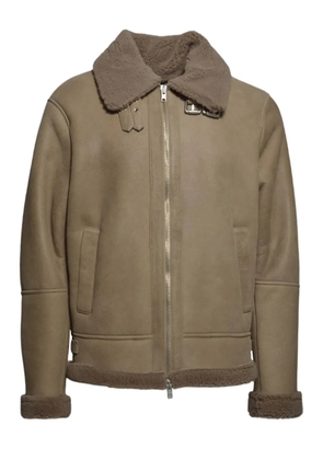 D-FOUR zip-up suede jacket - Neutrals