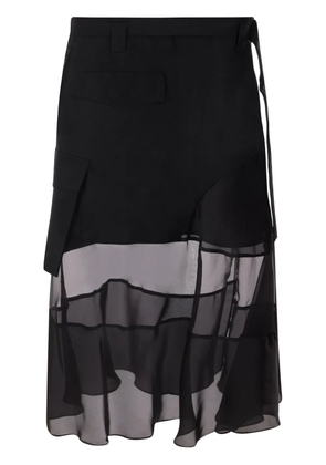 sacai asymmetric midi skirt - Black