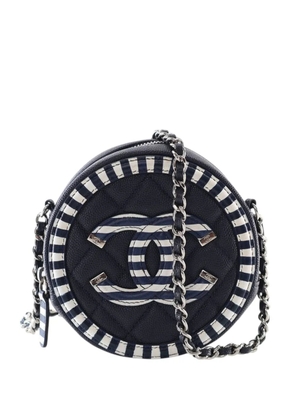 CHANEL Pre-Owned 2019 Caviar Striped CC Filigree Round crossbody bag - Blue