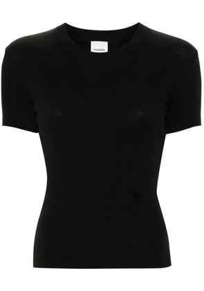 Nanushka logo-embroidered cropped T-shirt - Black