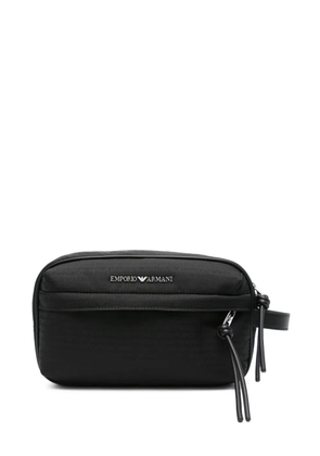 Emporio Armani logo-lettering wash bag - Black