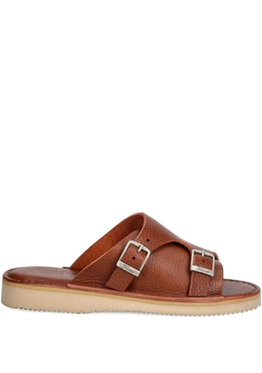 Fracap buckle leather slides - Brown