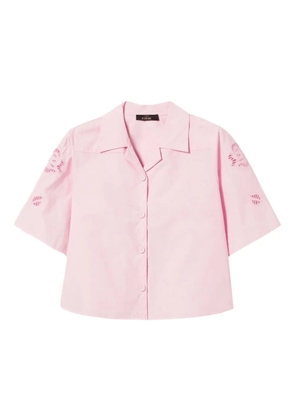 TWINSET floral-embroidered short-sleeve shirt - Pink