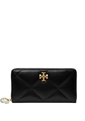 Tory Burch Kira diamond-quilted charm continental wallet - Black