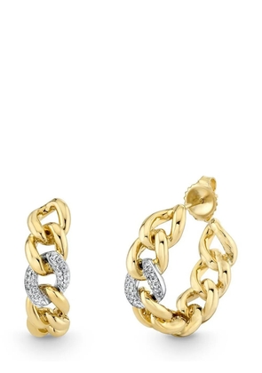 Sydney Evan 14kt yellow gold small Single Link diamond hoop earrings