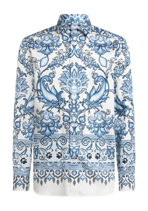 ETRO print long-sleeve cotton shirt - White