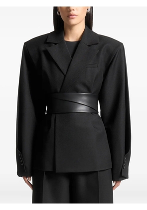 Manière De Voir Marie twist-sleeve belted blazer - Black