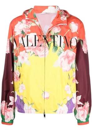 Valentino Garavani floral-print hooded jacket - Red