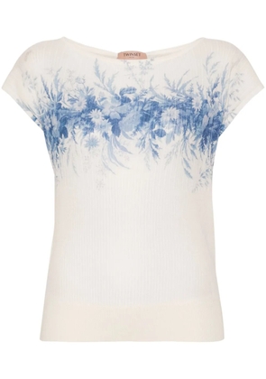 TWINSET floral-print ribbed top - White