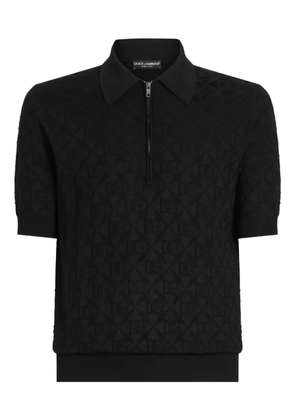 Dolce & Gabbana logo-jacquard polo shirt - Black