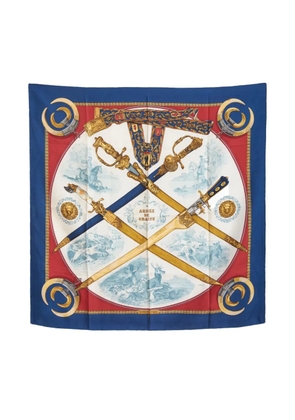 Hermès Pre-Owned Hunting-print silk scarf - Blue